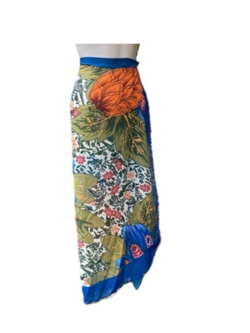 Cover up Beach Wrap Skirt Tropical Floral Print Womens One Size